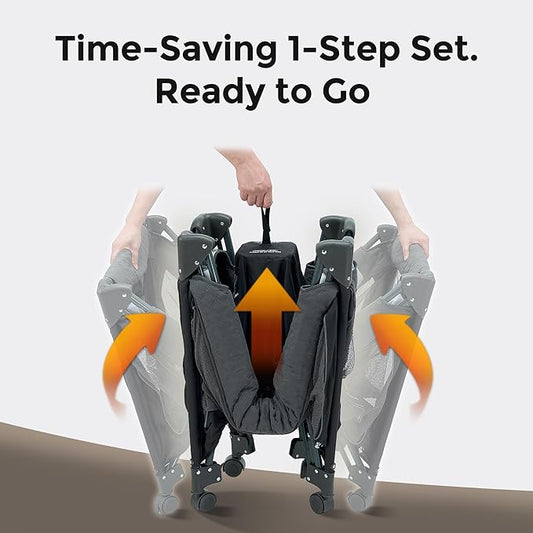 Pamo Babe 1 Step Setup 3-in-1 Playard for Babies - Portable Crib with Zip Door & Changing Table