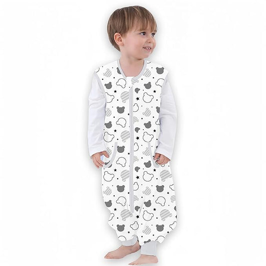 Toddler Sleeping Sack, Toddler Sleep Sack with Feet, Walker Wearable Blanket, Baby Sleeping Sack with Legs,0.5Tog（Bear 2T-3T）