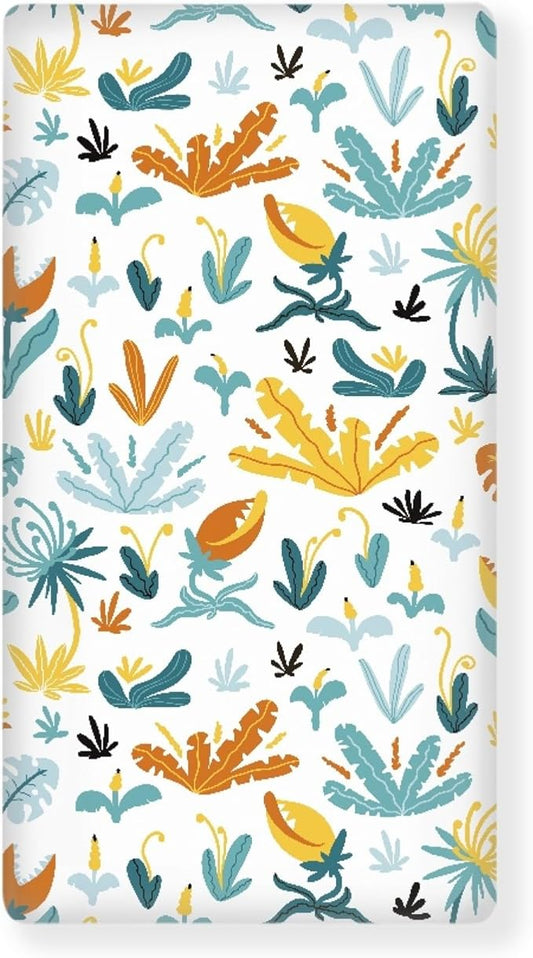 Plants and Flowers Fitted Crib Sheet Flowers Baby Crib Sheet Fit Standard Crib and Toddler Mattress,Crib Mattress Sheets for Boys Girls 28"x52"