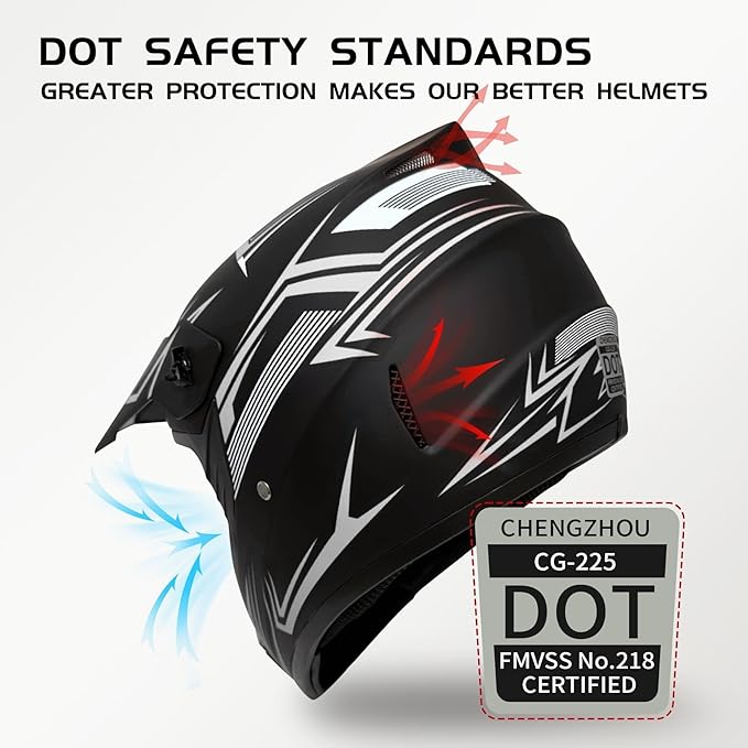 Youth Kids Motocross Helmet, Adult ATV Dirt Bike Helmet with Goggles Gloves & Mask Quick, Full Face Motorcycle Helmet with Quick Release Buckle DOT Certified