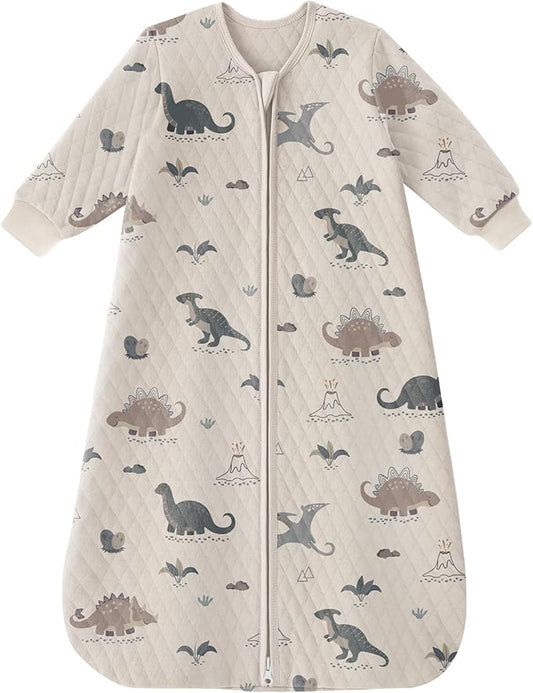 Yoofoss Baby Sleep Sack 0-6 Months 1.0 Tog Long Sleeve Sleep Sack Organic Cotton Wearable Blanket for Newborns 2-Way Zipper Quilted Sleeping Sacks(Small)