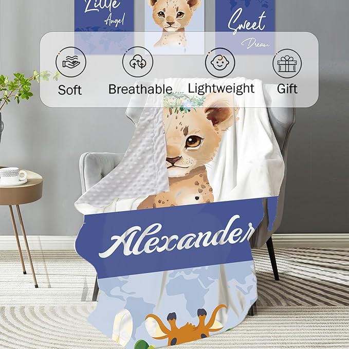 Personalized Baby Crib Bedding Set: 4 Piece Custom Gift Crib Bed Set with Name - Blue Leopard Design, Nursery Bedding Set for Baby Girls,Newborn Boys Girls Crib Sets, Crib Bedding Shower Gifts