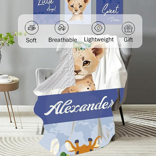 Personalized Baby Crib Bedding Set: 4 Piece Custom Gift Crib Bed Set with Name - Blue Leopard Design, Nursery Bedding Set for Baby Girls,Newborn Boys Girls Crib Sets, Crib Bedding Shower Gifts