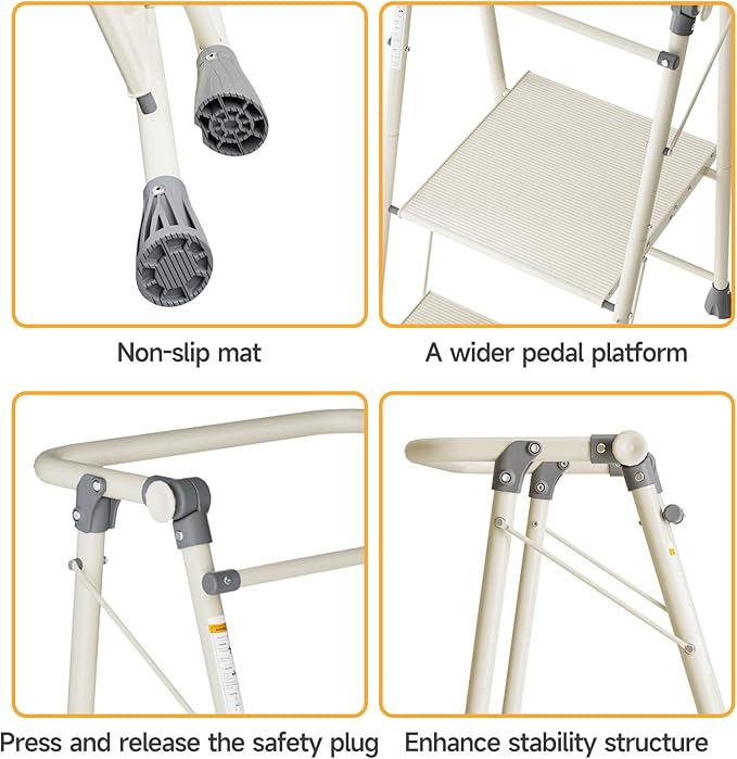 LEDLAY Aluminum Foldable Toddler Tower 2 Steps, Kids Step Stool for Kitchen, Toddler Kitchen Stool Helper with Anti-Drop Safty Railing, Multi-Functional Learning Tower with Anti-Slip Design, Gray