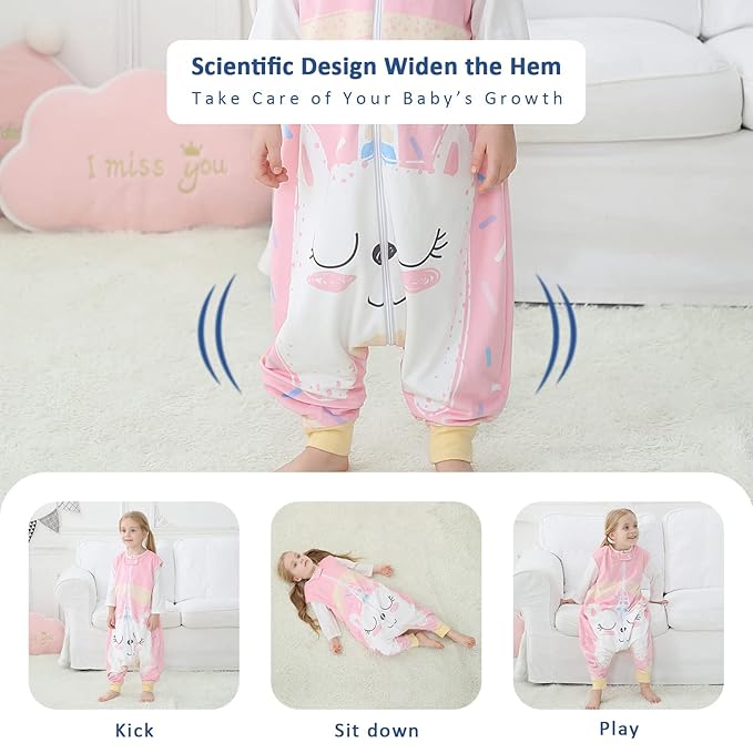 MICHLEY Toddler Sleeping Sack with Feet Newborn Infant Sleeveless Sleeping Bag 2-way Zipper Baby Wearable Blanket for Walkers,Pink Unicorn,1-3T