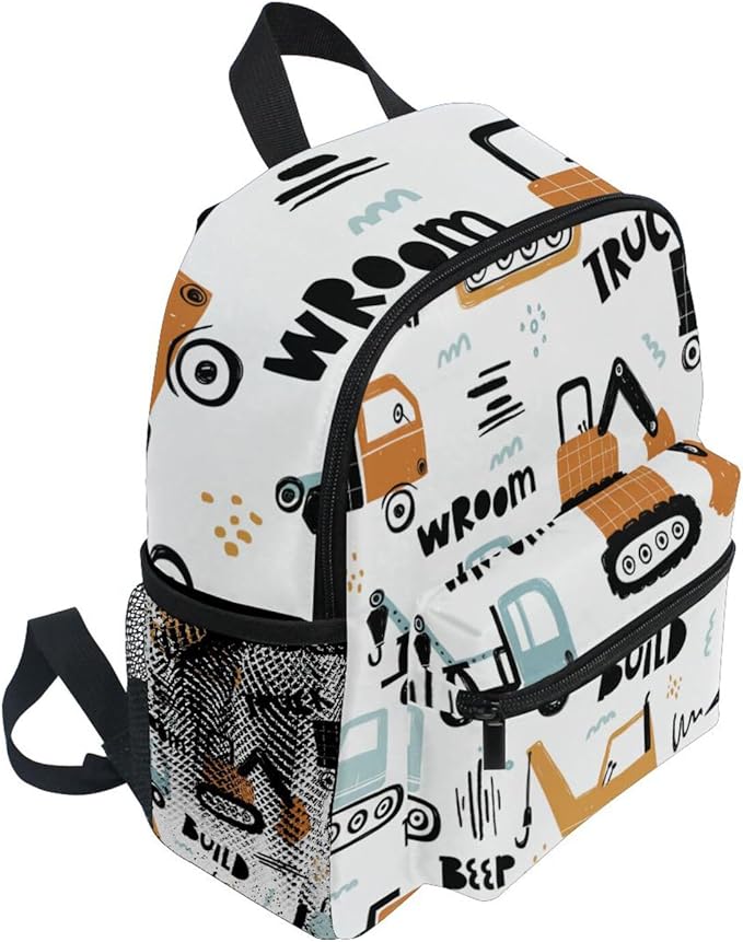 ALAZA Cute Toddler Backpack Funny Construction Transport Cars Backpack for Boys Girls Kindergarten Backpack Toddlers Daycare Bag Preschool Backpack