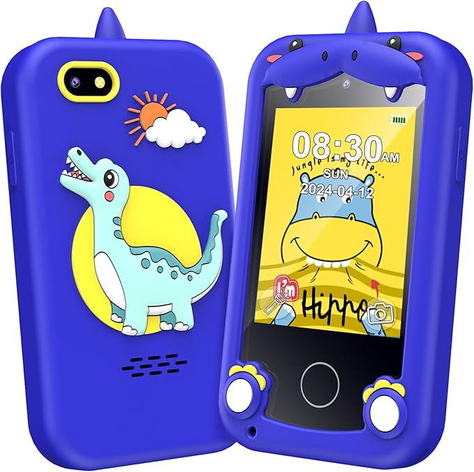 Kids Phone for Boys Girls, Touchscreen Toddler Smartphone Learning Toy, 3-10 Year Old Christmas Birthday Gift, Play Cell Phone With Camera, Games, Music, 8GB Card