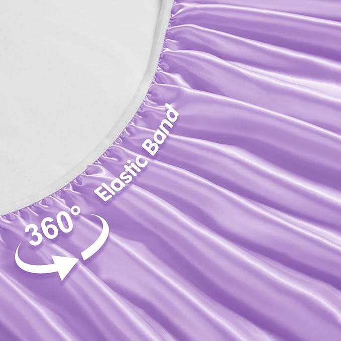 Horbaunal 2 Pack Satin Crib Sheets for Baby with Sensitive Hair, 52" x 28" x 8" Silky Fitted Crib Sheets, Soft Toddler Sheet Baby Mattress Sheet, Blush Pink & Violet