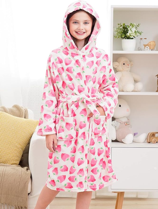 Doctor Unicorn Soft Hooded Rainbow Bathrobe Sleepwear for Girls