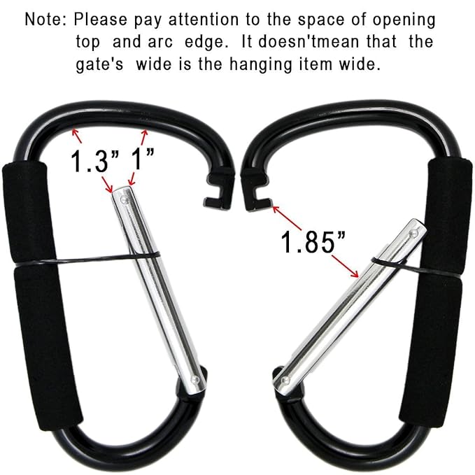 Stroller Hooks by Baby,2 pcs Carabiner Stroller Hook Organizer for Hanging Purses, Diaper Bag, Shopping Bags. Clip Fits Single/Twin Travel Systems, Car Seats and Joggers (Purple)