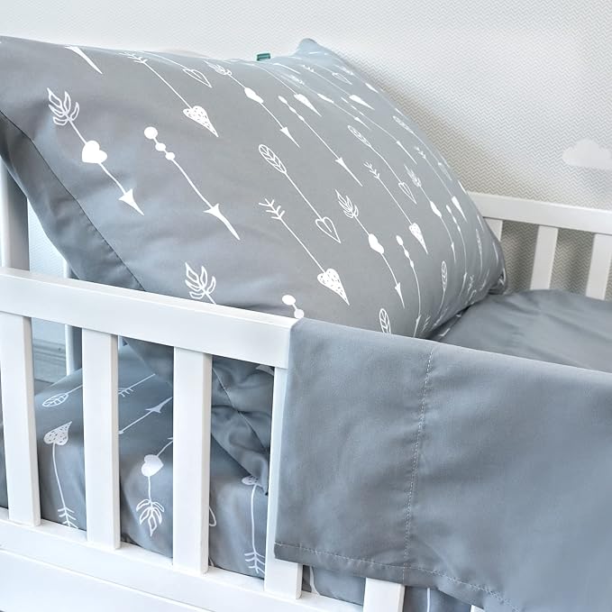 Biloban 3-Piece Toddler Sheet Set Microfiber, Toddler Bedding Set Includes Crib Mattress Sheet, Flat Sheet and Envelope Pillowcase, Silky Soft, Breathable and Lightweight, Arrow