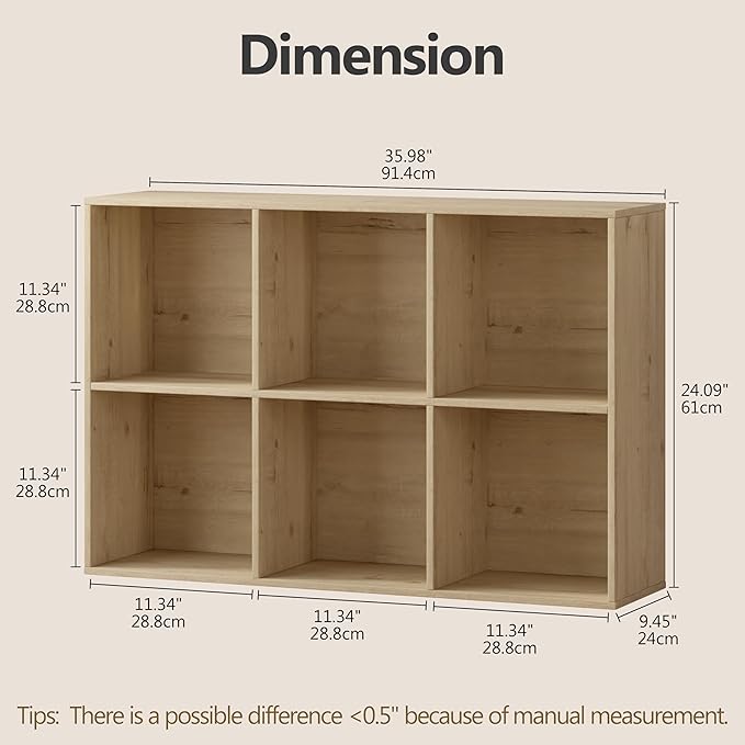 Jpiziso 6 Cube Storage Organizer, Wooden Cube Shelves with Closed Back Panel, Reversible Bookcase, Cubes Closet Organizer for Home, Living Room, Kids Room, Office, Bedroom, Study, Hallway