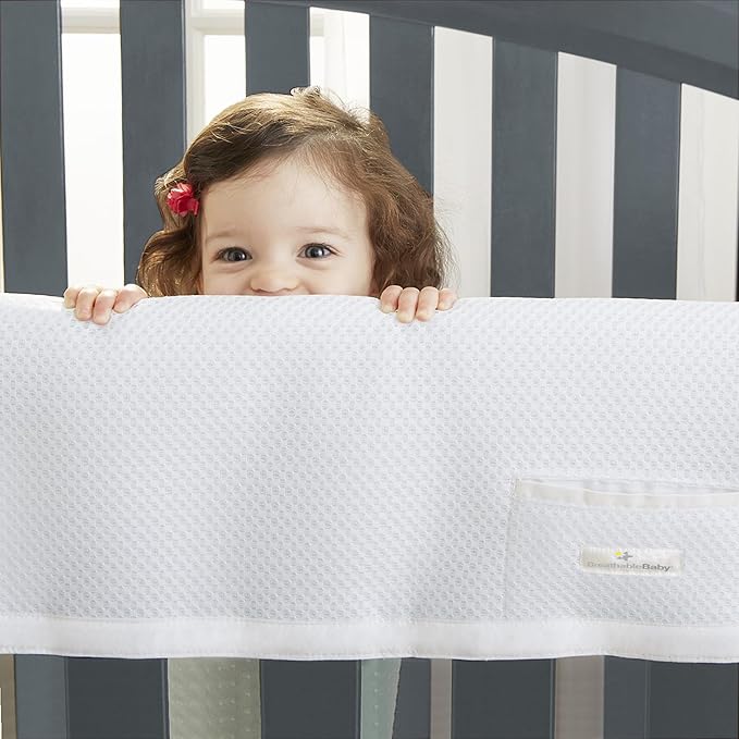 BreathableBaby Breathable Mesh RailGuard Teething Cover — 51” Long Panel (1) — Fits Most Full-Size and Does Not Fit Mini Cribs — Use with Coordinating Short Panels - Gray