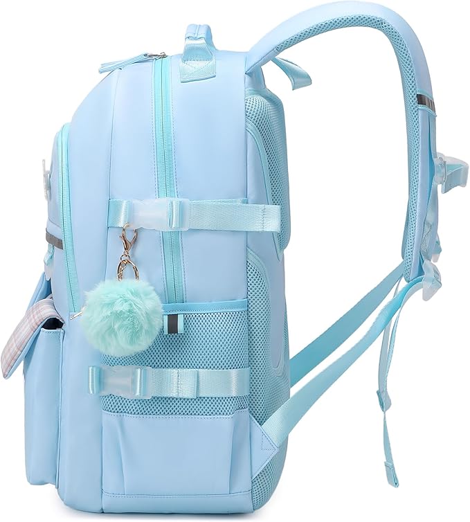 KIDNUO Backpack for Girls, 15.6 Inch Laptop School Bag Kids Kindergarten Elementary College Backpacks Large Bookbags for Teen Girl Women Students Casual Travel Daypacks (Blue)