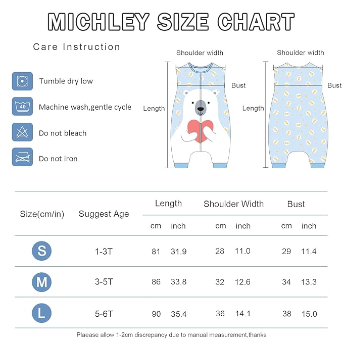 MICHLEY Toddler Sleeping Sack with Feet Newborn Infant Sleeveless Sleeping Bag 2-way Zipper Baby Wearable Blanket for Walkers,Bear,5-6T