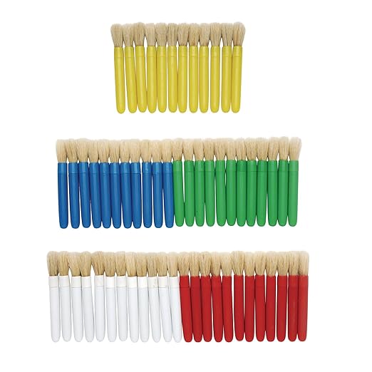 Colorations Mini Paint Brushes, Set of 60, Natural Bristle, Painting, Paint Brushes for Children , Art Supplies, Classroom Supplies, Posters, Kids Paint Brushes
