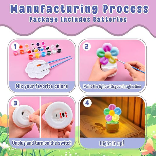 ASIOWELY Paint Your Own Lamp Kits,Arts and Crafts for Girls 8-12,DIY Arts Supplies for Kids Toys Ages 4-6-8,Flower Night Light Painting for Girl 5-10,Birthday Christmas Gifts for 3-12+ Years Old