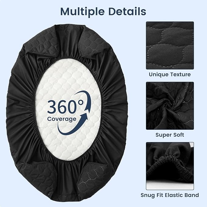 david's kids 2 Pack 52''x28'' Waterproof Crib Mattress Protector Pad Cover Stretch up to 8", Fitted Standard Crib and Toddler Mattresses, Soft and Breathable for Boys Girls, Machine Washable, Black