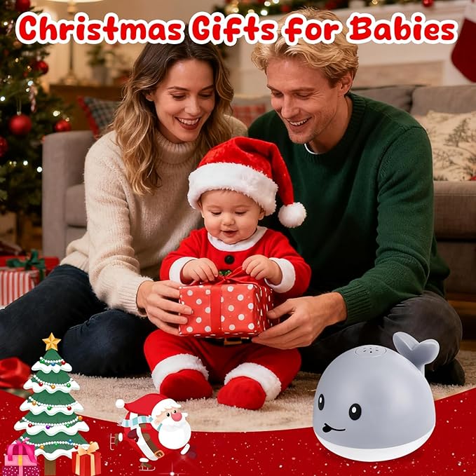 Gigilli Baby Whale Bath Toy - Easy Charging Bath Toys for Kids Ages 1-3 Light Up Bath Fountain Toy 6-12-18 Months Toddlers Bathtub Toy Sprinkler Baby Christmas Stocking Stuffers Birthday Gifts