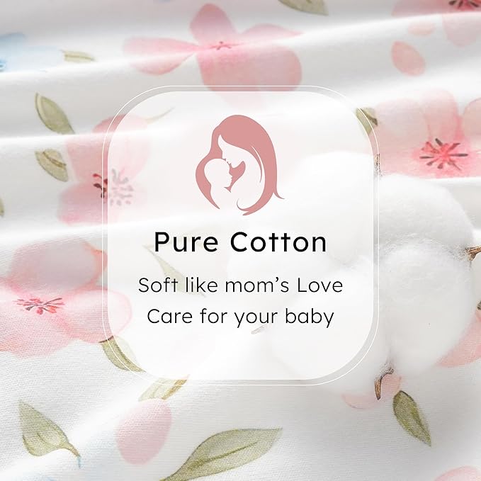 Baby Sleep Sack 18-24 months, 100% Cotton Sleeping Sack for Toddler, 3 Pack Baby Wearable Blanket, 0.5 Tog Lightweight Double Zipper Sleep Bag XLarge Pink Butterfly Flower