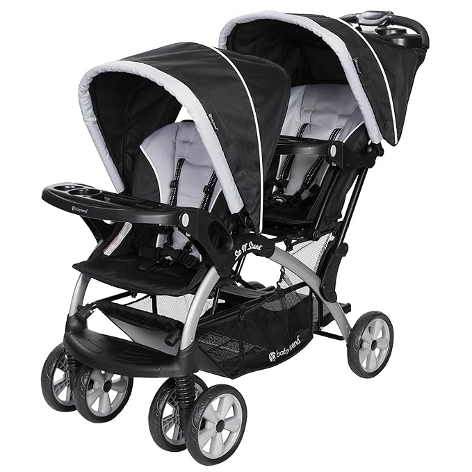 Baby Trend Infant and Toddler Double Stroller & Car Seat Combo, 2 Pc Set, Stormy - Portable and Lightweight Stroller Duo and Car Seat Travel System Tandem