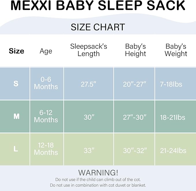 MEXXI Sleep Sack 1.0 TOG, Rayon Made from Bamboo Sleep Sack, Ultra Soft Wearable Blanket for Baby with 2-Way Zippers