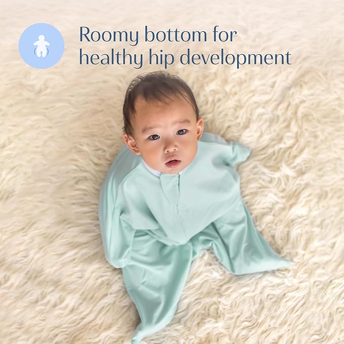 SleepingBaby Zipadee-Zip Transition Swaddle - Cozy Baby Swaddle Blanket with Zipper Convenience - Roomy Wearable Blanket for Easy Diaper Changes - Classic Mint, Medium (6-12 Month) - 2 Pack