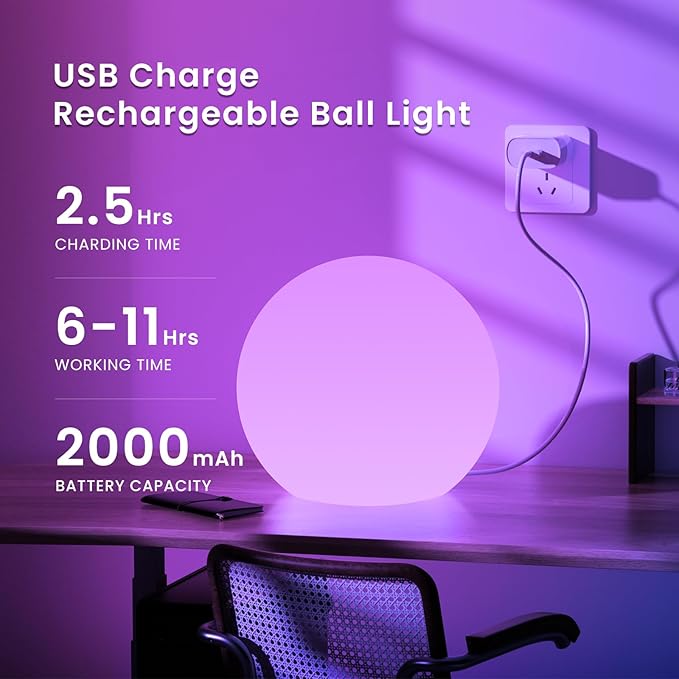 LOFTEK 16-inch Large Nursery Night Light Ball: 16 Colors Change Floating Light with Remote Control, Rechargeable and Waterproof Night Lights,for Home Decor Study Area, Living Room