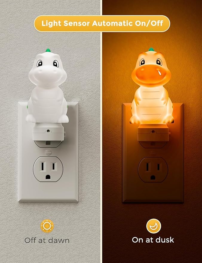 L LOHAS LED Plug in Night Light for Kids, 3D Cute Dinosaur Night Lights with Dusk to Dawn Sensor, RGB+Soft White 3000K Dinosaur Night Light, Christmas Birthday Gift Nightlight for Kids, Room Decor