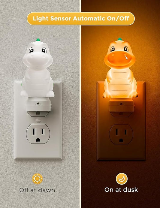 L LOHAS LED Plug in Night Light for Kids, 3D Cute Dinosaur Night Lights with Dusk to Dawn Sensor, RGB+Soft White 3000K Dinosaur Night Light, Christmas Birthday Gift Nightlight for Kids, Room Decor