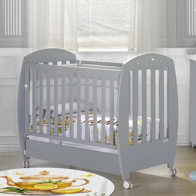 Custom Baby Crib Bedding Set, Personalized Name Lemon Tea Design Crib Set 3 Pcs, Soft Double Layer Blanket, Crib Sheet & Room Rug, Ideal Nursery Decor Gift for Baby Girls Boys