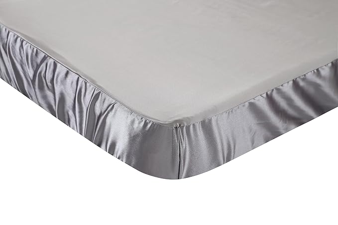 Knlpruhk Silk Fitted Crib Sheet 28" x 52" Surface (100% Pure Mulberry Silk) – 9" Deep Pocket (Satin) for Baby Hair 19 Momme 6A High Grade Fibers Ultra Soft Smooth Breathable Grey