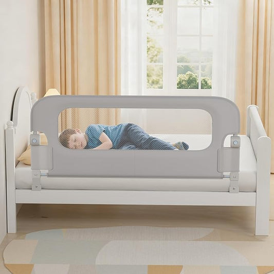 Baby Bed Rail Guard for Toddlers - 70" Toddler Bed Rails for Twin, Full, Queen, King Bunk Size Bed Swing Down Bedrail Extral Tall Child Safety Side Railing Guards for Kids Gray