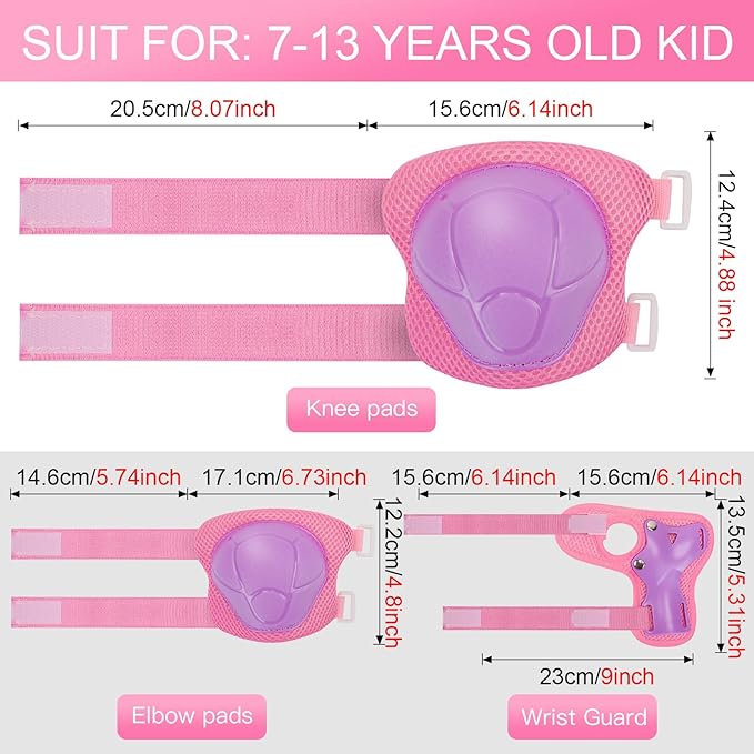 Kids Protective Gear Set Knee Pads for Kids 3-14 Years Toddler Knee and Elbow Pads with Wrist Guards 3 in 1 for Skating Cycling Bike Rollerblading Scooter