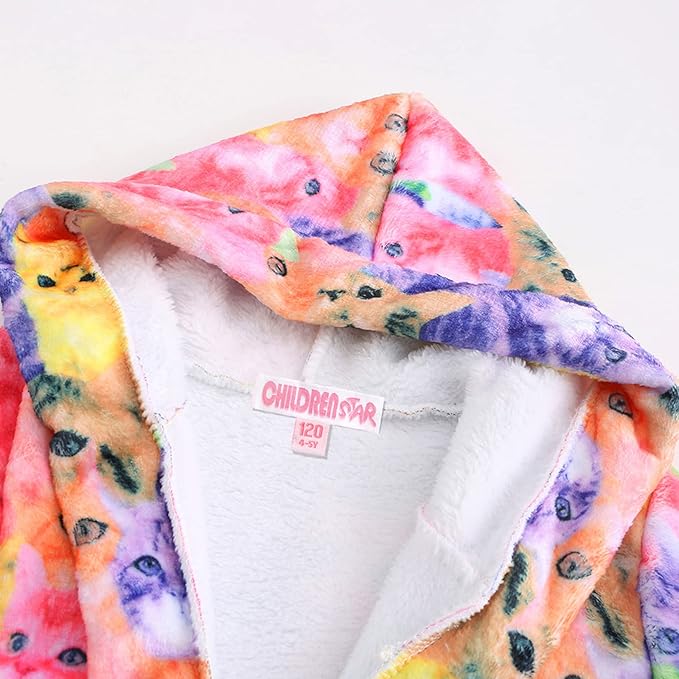 CHILDRENSTAR Girls Robe Kids Bathrobes Plush Soft Fleece Pajamas Sleepwear