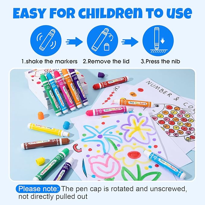 FUMILE 80 Pcs Dot Markers Bulk, 8 Colors Bingo Daubers Bulk for Toddlers,Washable Bingo Markers,Bingo Supplies,Dot Paint for Painting, Drawing Coloring and Art Crafts（10 Boxs）