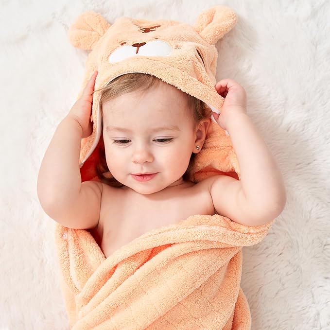 Toddler Bath Towel Hooded Kids Towels Baby Bath Towels for Boy Girl 0-5 Year, 2-Pack Thick Absorbent Toddler Towels with Hood Kids Bath Towel, Large 50''x32'' Baby Hooded Towel for Kids