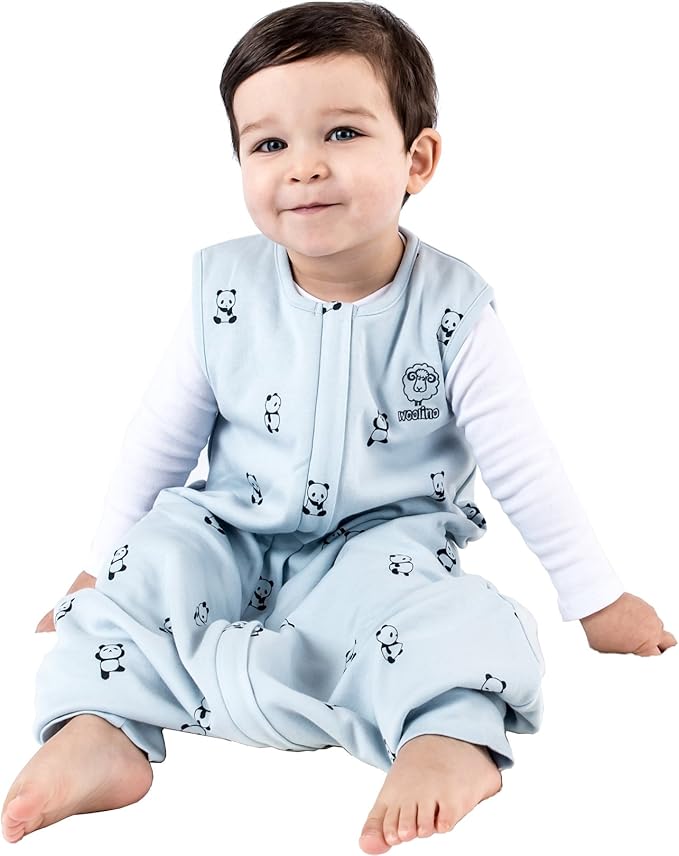 Woolino 4 Season Baby Sleep Bag with feet, Australian Merino Wool and Organic Cotton, 6-18 Months, Panda