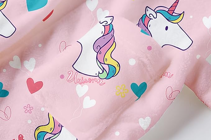Umeyda Girls Fleece Hooded Robes, Warm Printed Bath Robe for Kids Soft Fuzzy Bathrobe for Gifts