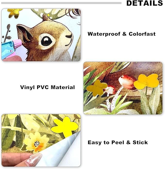 Forest Fairy Squirrel Wall Stickers Wildflower Butterflies Reusable Peel and Stick Wall Clings for Nursery Kids Room Bedroom Home Decor
