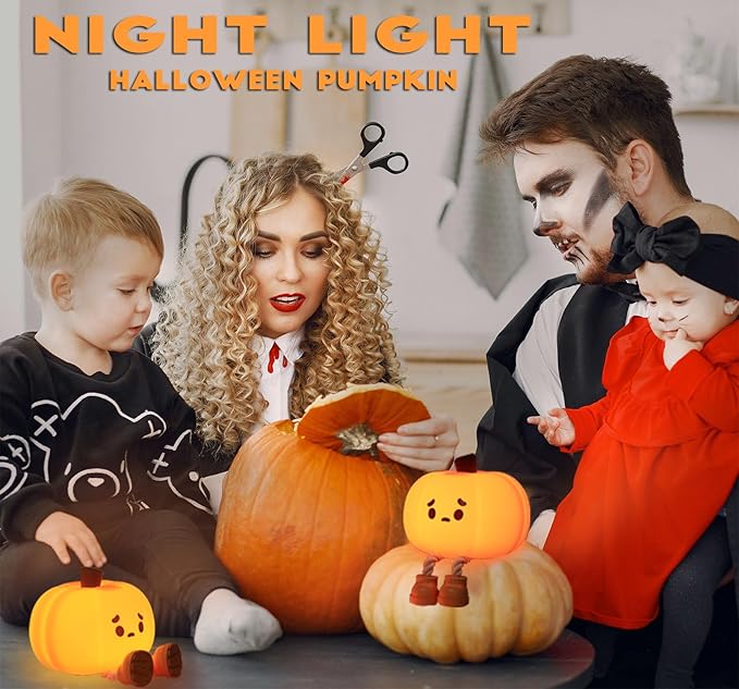 DREAMING MY DREAM Cute Pumpkin Night Light Silicone LED Lamp Rechargeable Bedside Touch Lamp,Nursery Pumpkin nightlight for Kids,Halloween Decor Toy,Breastfeeding for Baby
