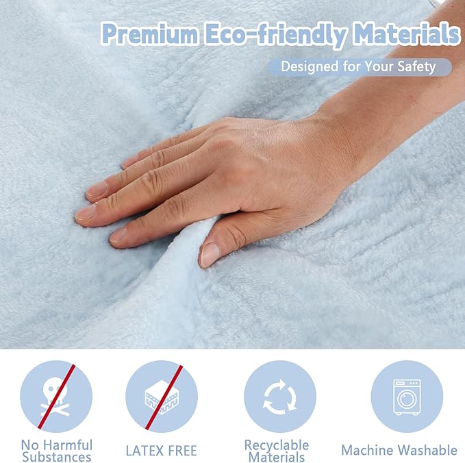 FUMMI 4 Pack Reusable Waterproof Incontinence Bed & Chair Pads, 22” x 21” Extra Heavy Absorbency, Soft Flannel Surface, Non-Slip, Machine Washable for Dogs, Adults & Babies (Solid Blue, 22“ ×21”)