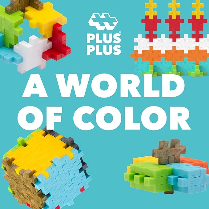 PLUS PLUS 70 Piece Interlocking Building Blocks for Kids, Open Ended Connecting Toys, Stem Bin Classroom Mini Manipulatives - Birthday Mix Play Tube