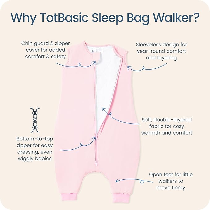 Toddler Sleep Sack with Feet, 1.0 TOG Baby Sleeping Bag with Legs, Oversized Wearable Blanket for 2T, 3T, 4T Walkers