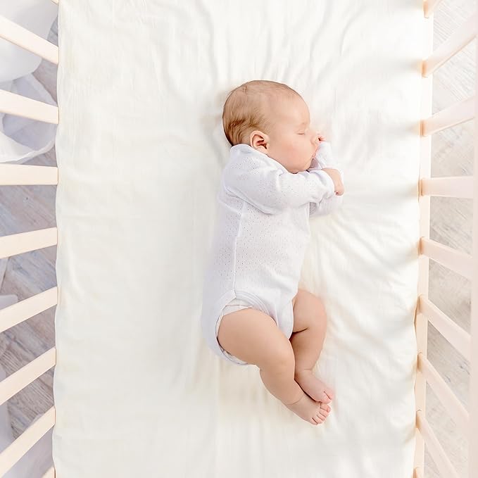 Makemake Organics GOTS Certified Organic Cotton Fitted Crib Sheet Soft Breathable (28"x52", Ivory)