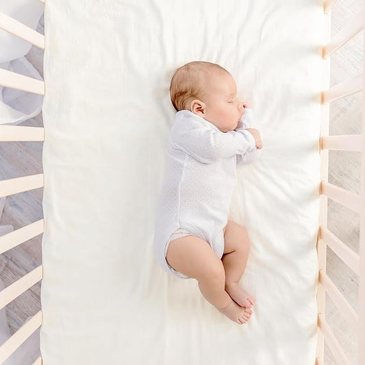 Makemake Organics GOTS Certified Organic Cotton Fitted Crib Sheet Soft Breathable (28"x52", Ivory)