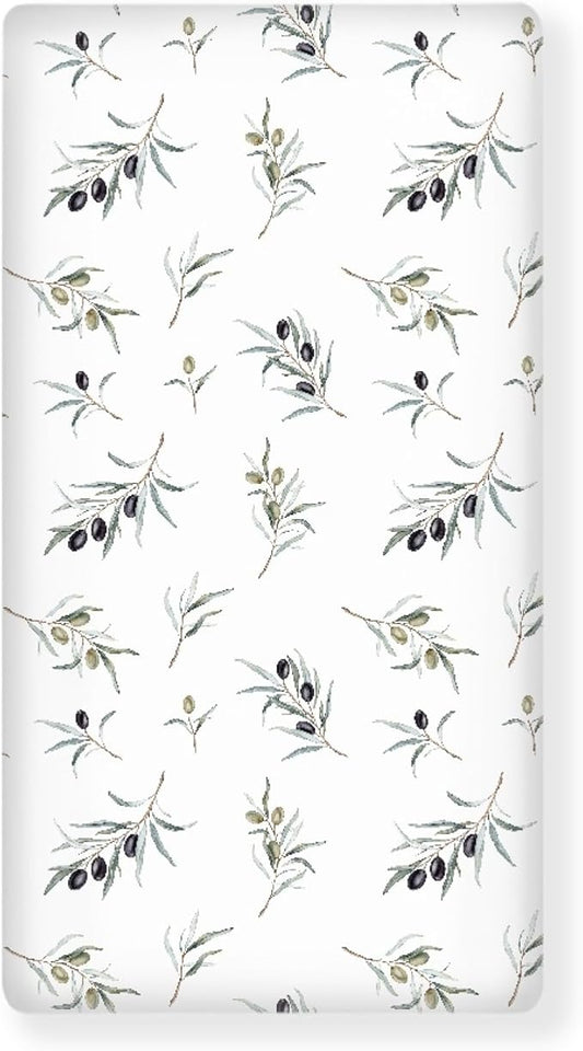 Black Olives and Green Branch Fitted Crib Sheet Olives Baby Crib Sheet Fit Standard Crib and Toddler Mattress,Crib Mattress Sheets for Boys Girls 28"x52"