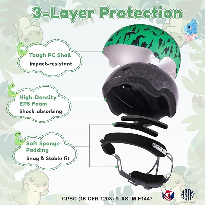 Toddler Bike Helmet with Gloves and Backpack Set, 3 Sizes for Baby Infant to Kids Ages 1-3 3-5 5-8+, Adjustable Boys Girls Bike Helmet for Bicycle/Scooter/Skateboard/Roller Skate