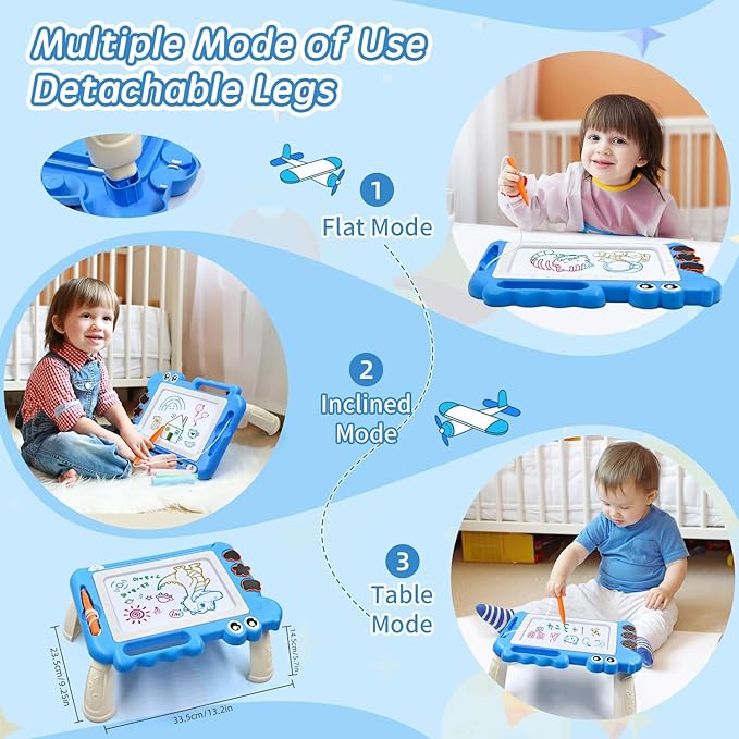 AiTuiTui Magnetic Drawing Board Toddler Toys with Legs for Girls Boys, Color Sketch Writing Scribble Doodle Pad Travel Games, Educational Learning Kids Toys for Birthday or Valentine Gift (Blue)