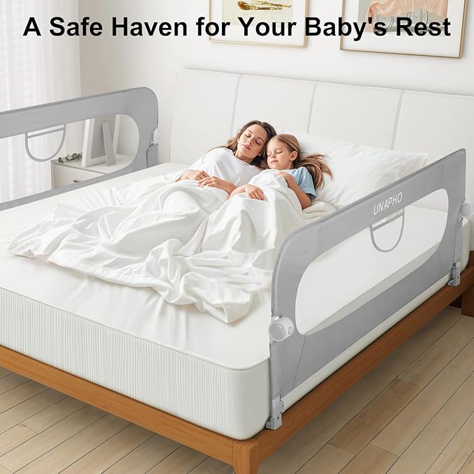Bed Rail for Toddlers,Swing Down Kids Beds Rails Guard for Twin,Full,Queen,Bunk Size Bed,Extra Tall Child Bed Rail Guard with Reinforced Anchor Safety System(Grey,40 Inch)